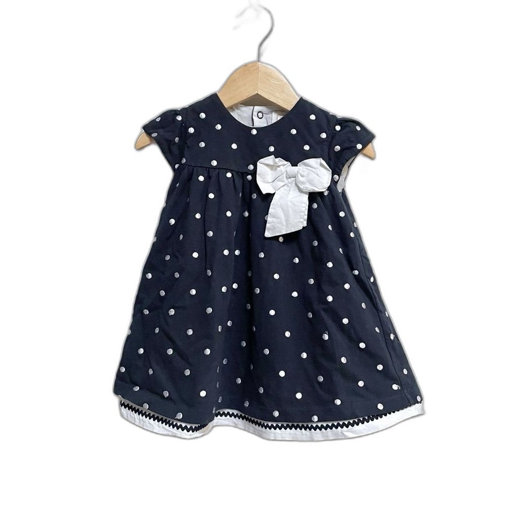 Emile Et Rose Baby Girl Navy Spot Dress, Size 9M